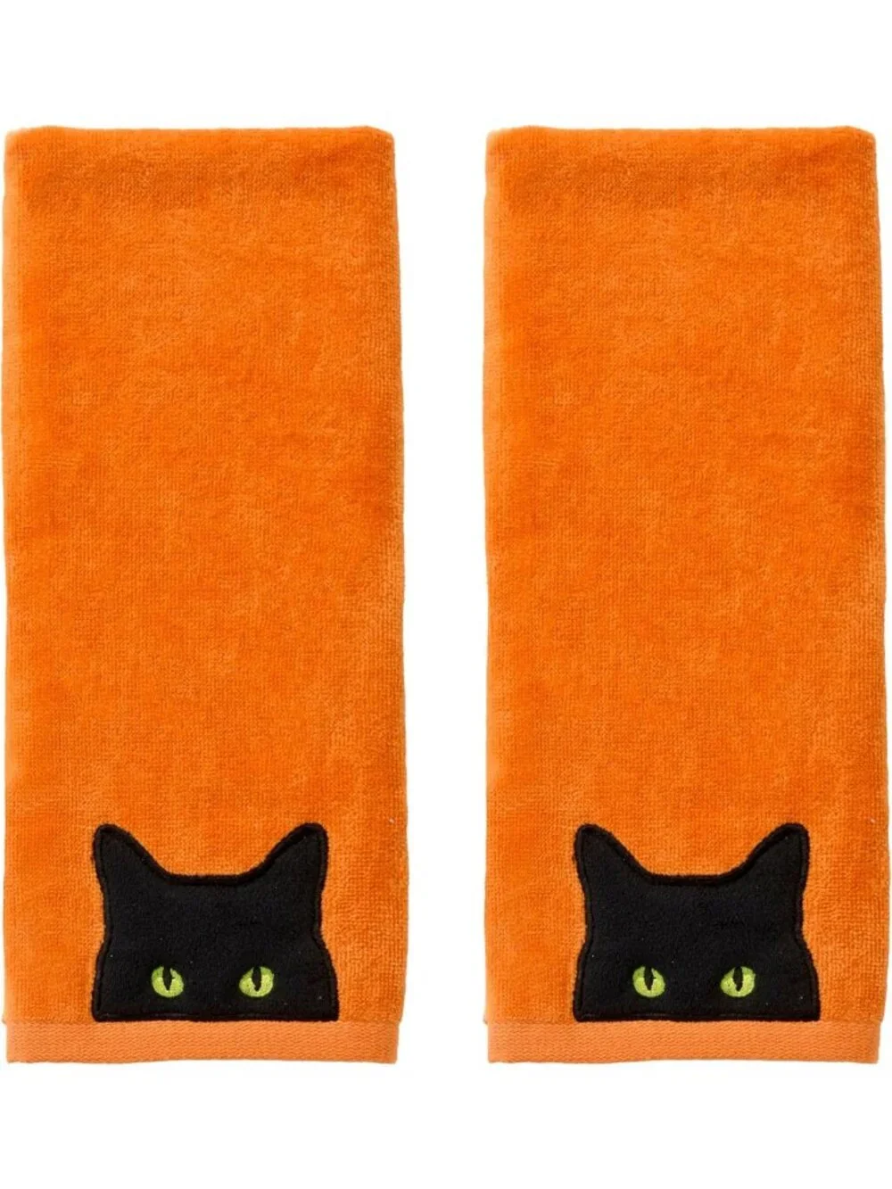 100% Cotton Halloween Hand Towel Set - Embroidered Decorative Towels for